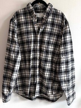 Abercrombie & Fitch Black Plaid Flannel Shirt Button Up Cotton Casual Men's XL
